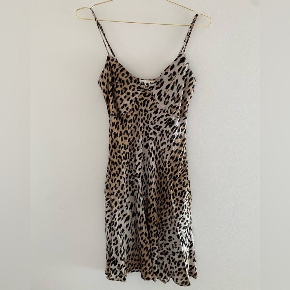 Rouje Animal Print Dress Silk Slip Cheetah Mini size 40